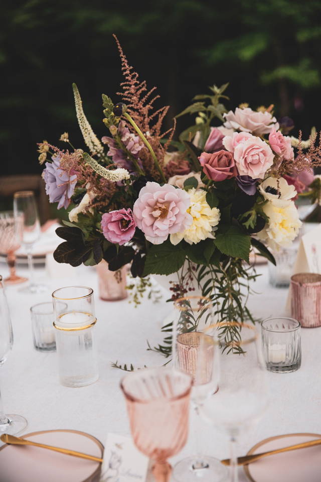 tablescape with floral centerpiece