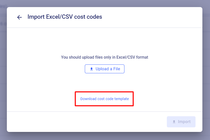 Download cost code template