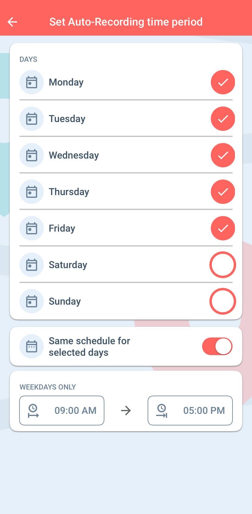 set mileage tracking work hours
