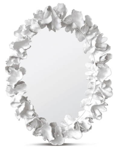 White coral style oval mirror and Natural Accents Column
