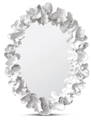 white Oval  coral  framed mirror