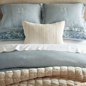 King Size Pillow, Mineral Blue Color, Set of 2 - Belgian Flax Linen Sham