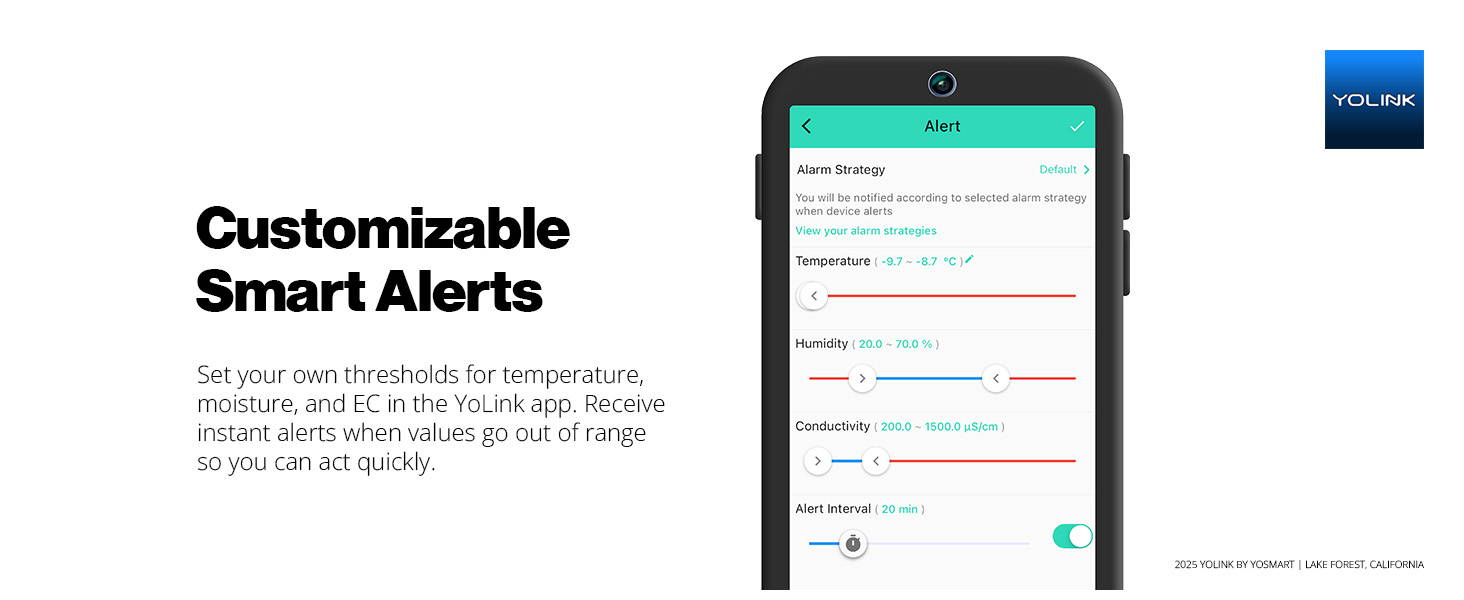 Solar soil detector customizable smart alerts.