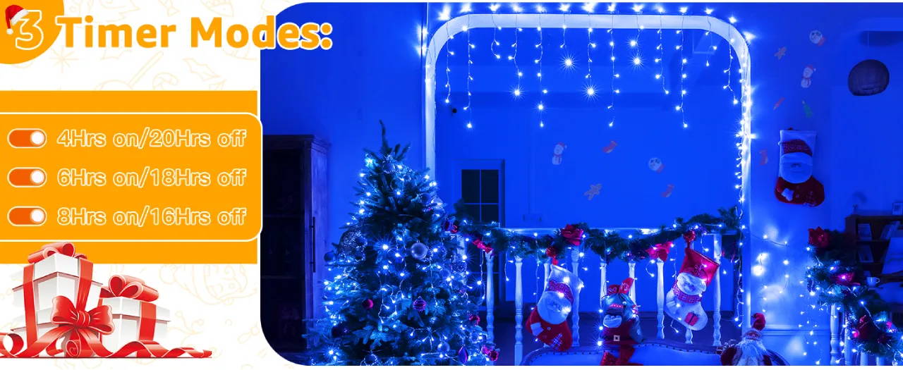 Features of Ollny's 720 leds multicolor icicle lights