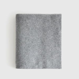 Ribbed Knit Cashmere Throw - Heather Grey