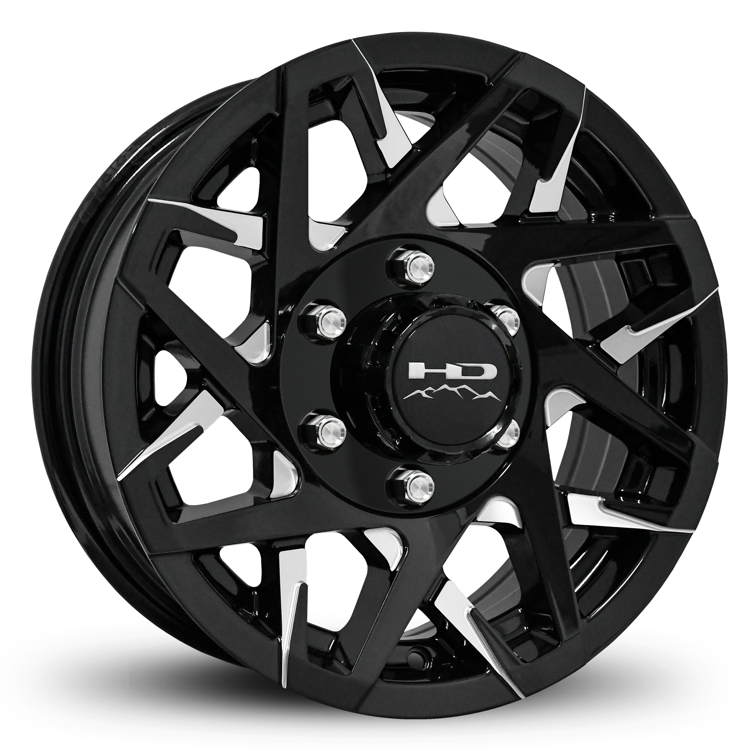 HD Off-Road Canyon Custom Trailer Wheel Rims in 15x6.0  15x6 Gloss Black CNC Milled Face Spokes with Center Cap & Logo fits 6x5.50 / 6x139.7 Axle Boat, Car, RV, Travel, Concession, Horse, Utility, Lawn & Garden, & Landscaping.