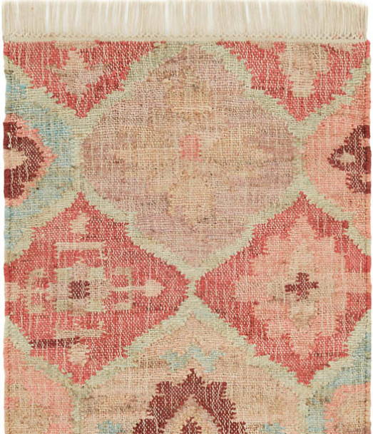 woven jute rug terracotta pattern