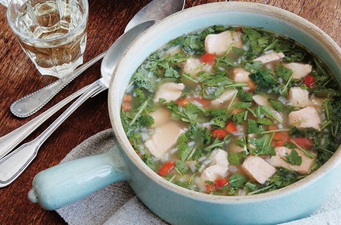 Soupe de truite à la coriandre