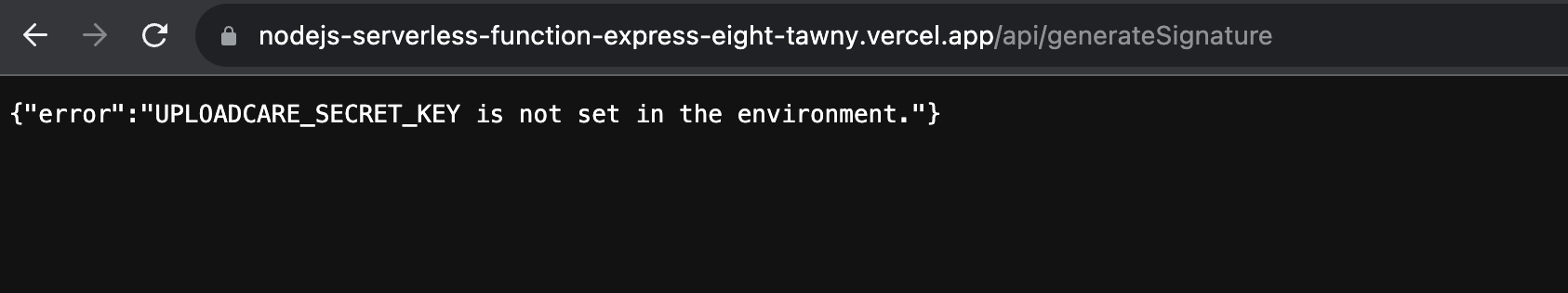 Uploadcare secret key error message