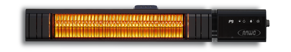 Calefactor de terraza de muro ANWO 2000 W encendido, calefacción infrarroja con fibra de carbono y panel LED táctil