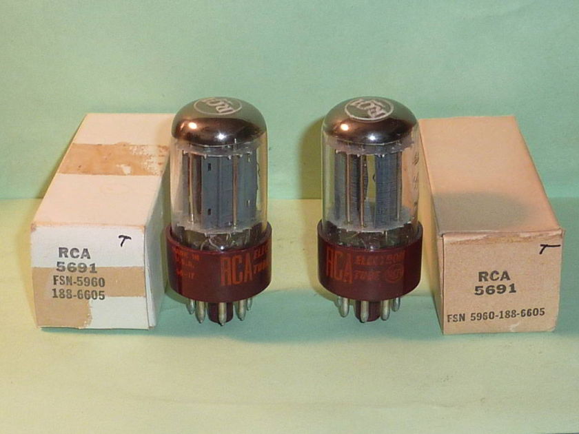 RCA 5691 6SL7GT 6SL7 ECC35 Red Base Tubes, Matched Pair, Tested, NOS, NIB