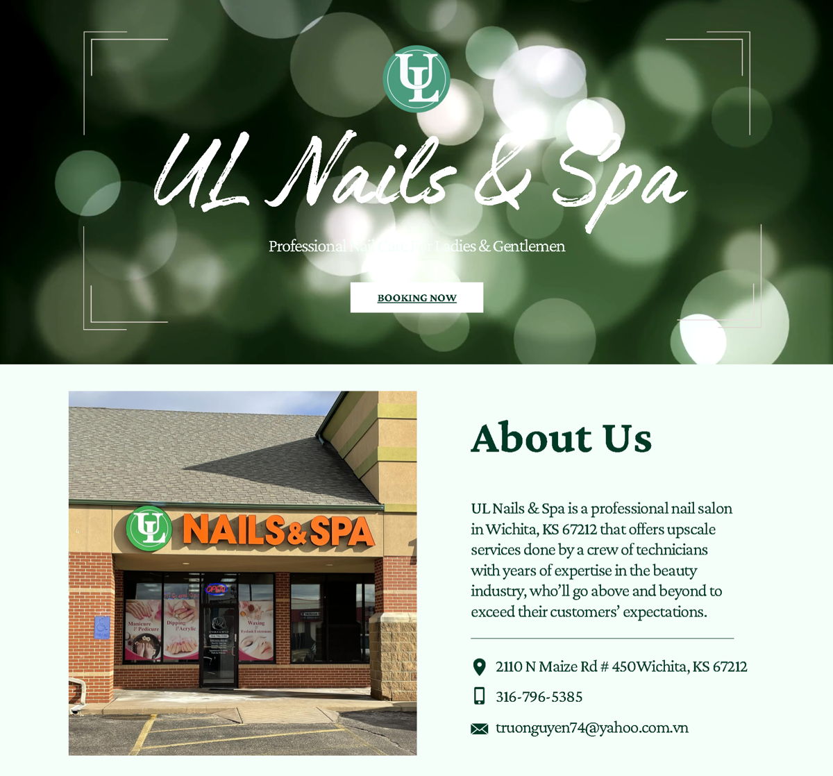 Screenshot of UL Nails & Spa , from the nail salon websites collection.