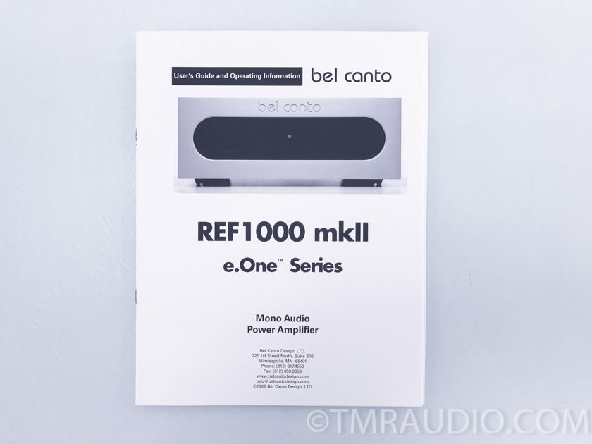 Bel Canto Design REF1000 mkII Mono Power Amplifiers; Pair (2910)