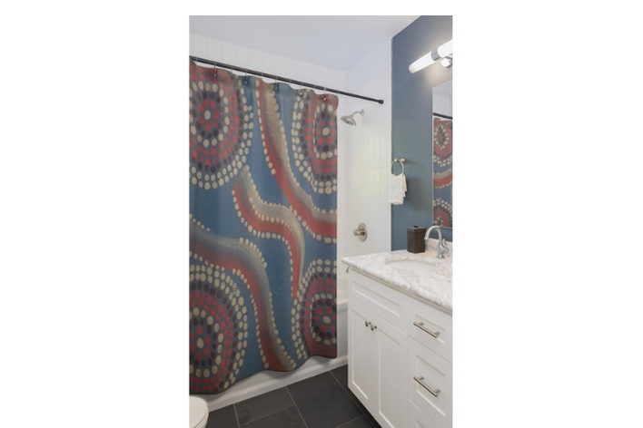 Abstract Dot Mandala Shower Curtain | Boho Tribal Spa Bathroom - Image 4