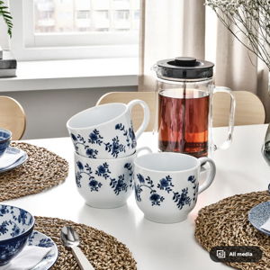 ENTUSIASM Jumbo cup, patterned/white blue