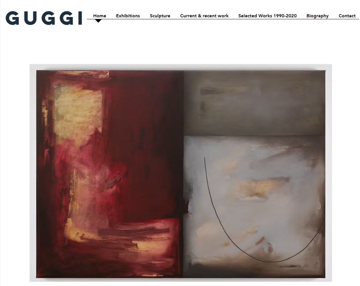 Screenshot of guggi , from the wix portfolio website examples collection.