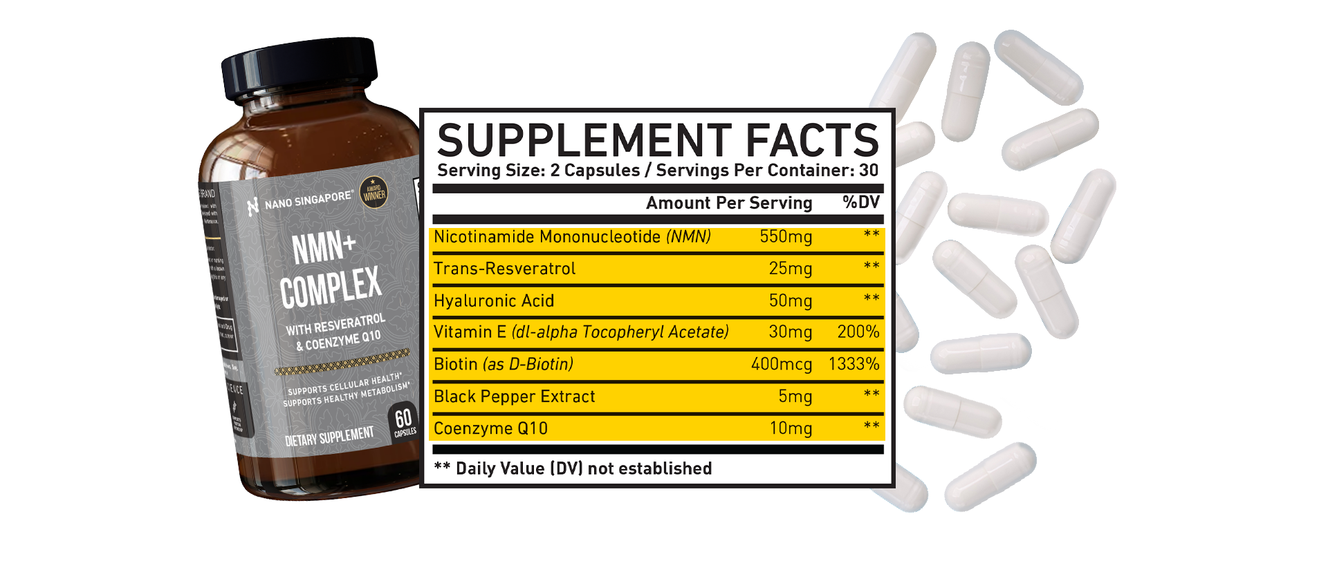 Supplement Facts of the bundle of Ashwagandha as the main ingredient of Ashwagandha Dietary Supplement Singapore