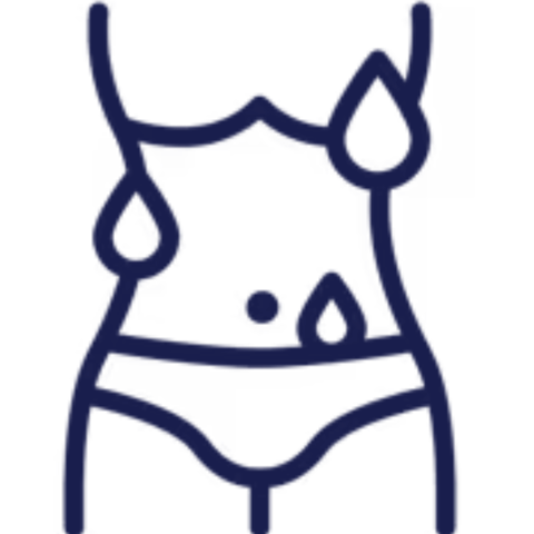 woman's body perspiring 