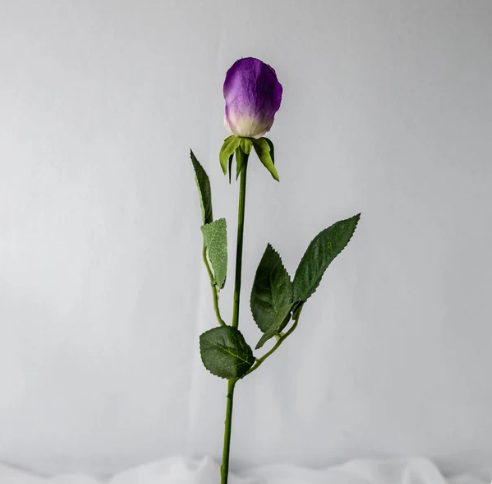 Purple Real Touch Rose Bud - Realistic Artificial Flowers - Image 3