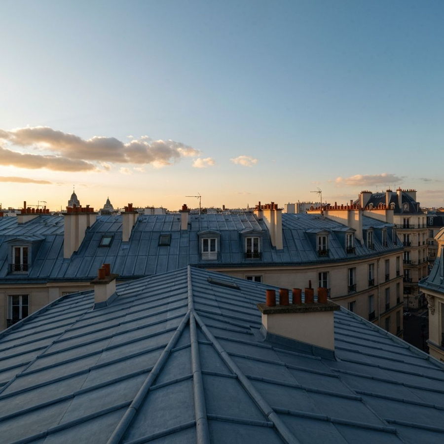 Toiture zinc parisienne rénovée par Gratte-Ciel
