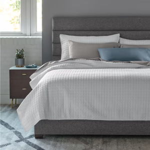 Grid Stitch Coverlet Set - King, White