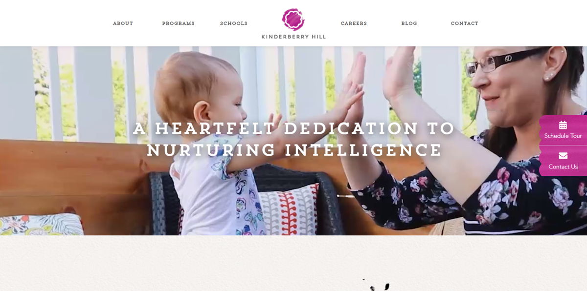 Screenshot of Kinderberry Hill , from the childcare & daycare websites collection.