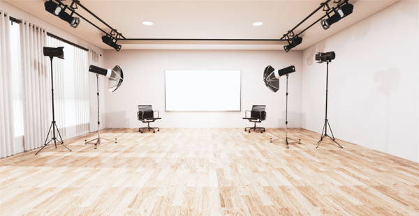 LED strip light in studio