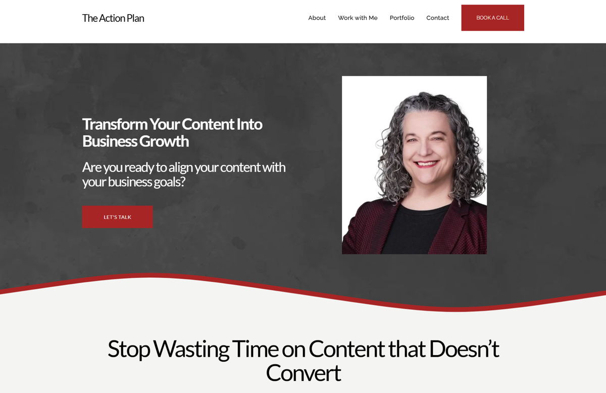 Screenshot of Action Plan Strategy, from the content marketing portfolios collection.