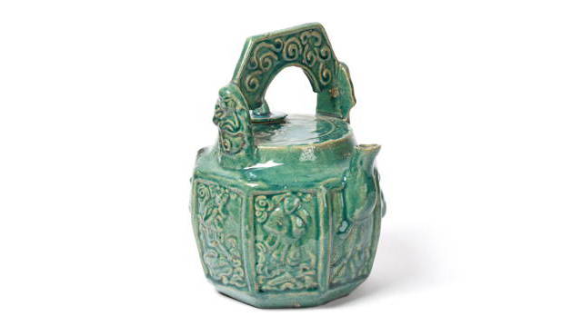 Green Earthenware Teapot | Indigo Antiques