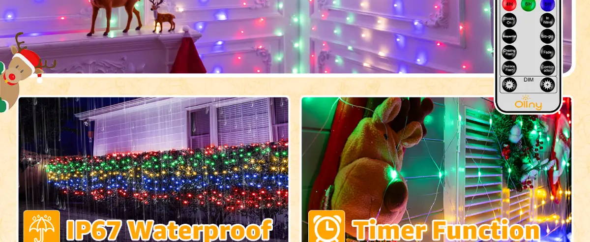 Features of Ollny's 200 leds multicolor net lights