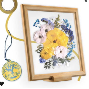 Wooden Floating Frame with UV-Resistant Acrylic - Versatile 12x12 Inch Square Frame for Pressed Flowers, Photos & Artwork - Wall or Tabletop Display with Golden Seal Tape & Wooden Stand - Large
