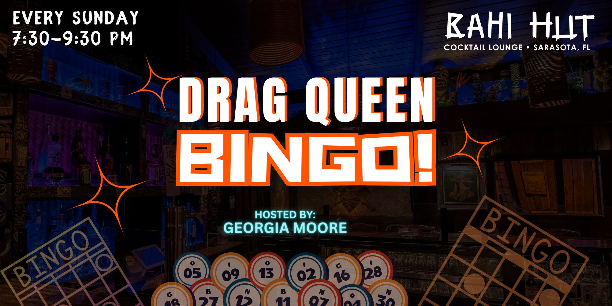 Drag Queen Bingo w/ Georgia @ the Bahi Hut promotional image