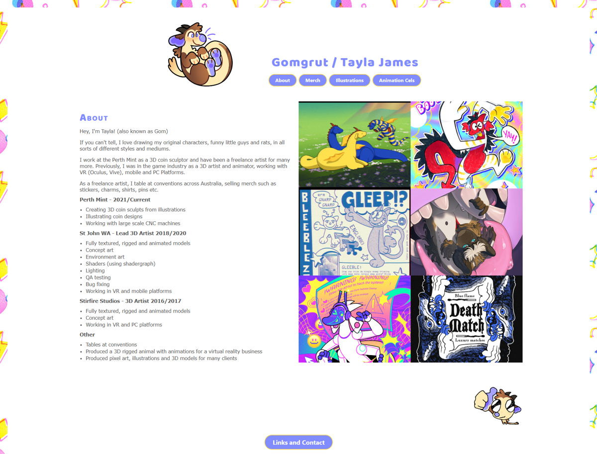 Screenshot of Gomgrut Porfolio, from the 3d artist portfolios collection.