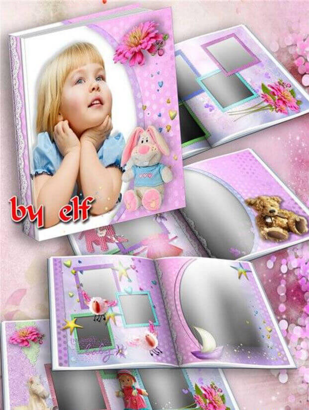 Детская PSD фотокнига для Фотошоп – маленькая девочка