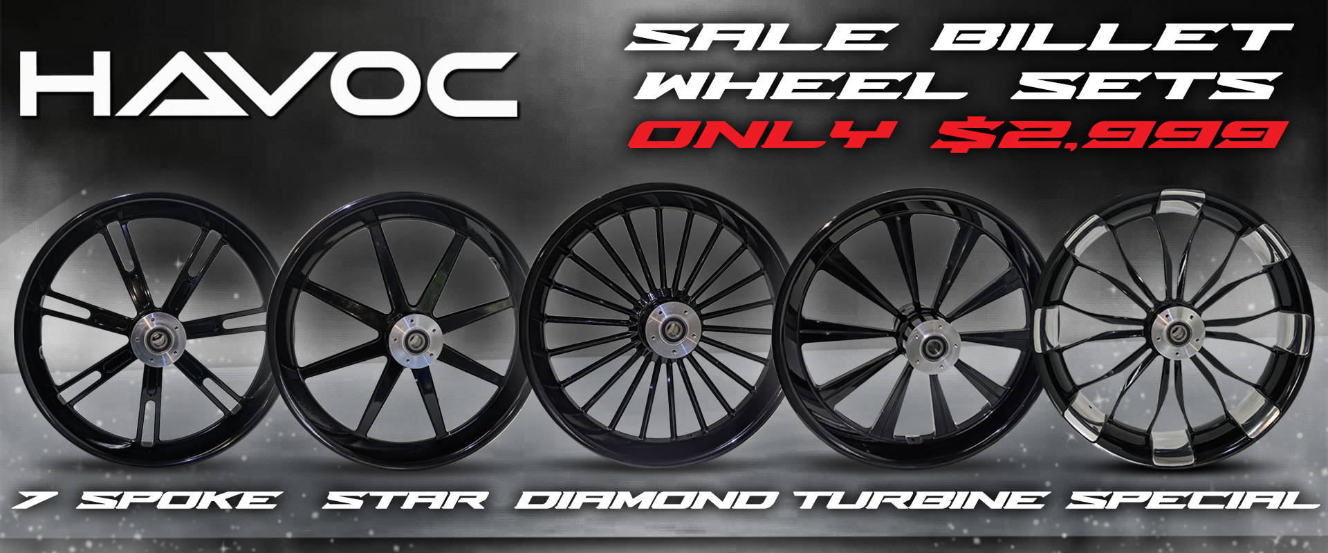 Havoc Motorcycles billet wheels for Harley Davidson