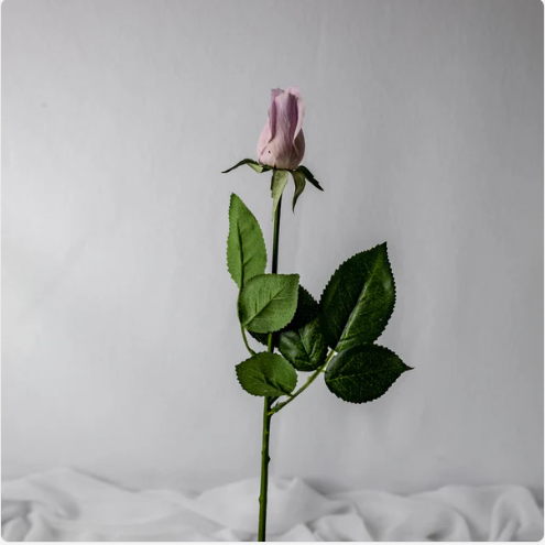 Vintage Lilac Real Touch Rose Bud - Realistic Artificial Flowers - Image 3