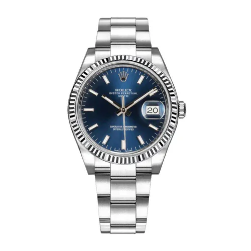 Rolex Oyster Perpetual Date Blue Index Dial Oyster Bracelet Box and Papers 2014