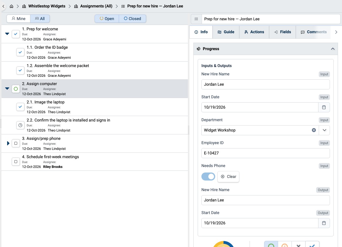 Assignment with Tasks at different Completion Statuses