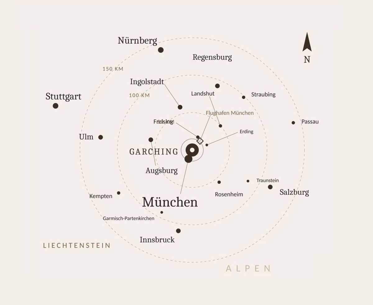 Karte von Garching bei München - KI-generiert