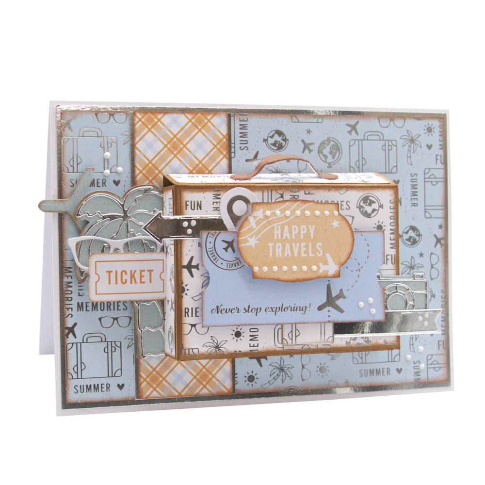hand made vintage suitcase card