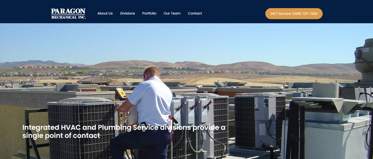 Screenshot of Paragon Mechanical Inc., from the hvac websites collection.
