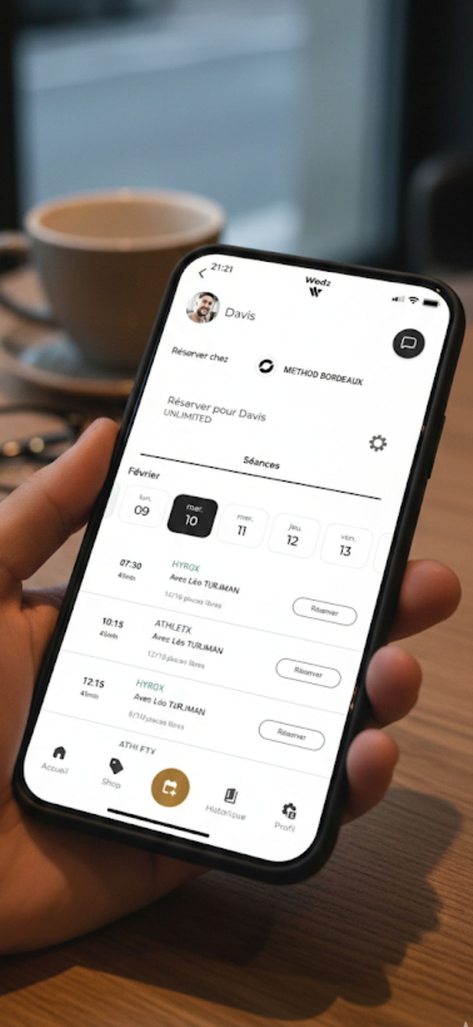 Application mobile Wodz - réservation de cours et suivi des performances