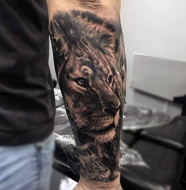 Tatouage Lion Homme Avant Bras