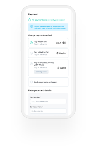 Driveli lesson booking interface