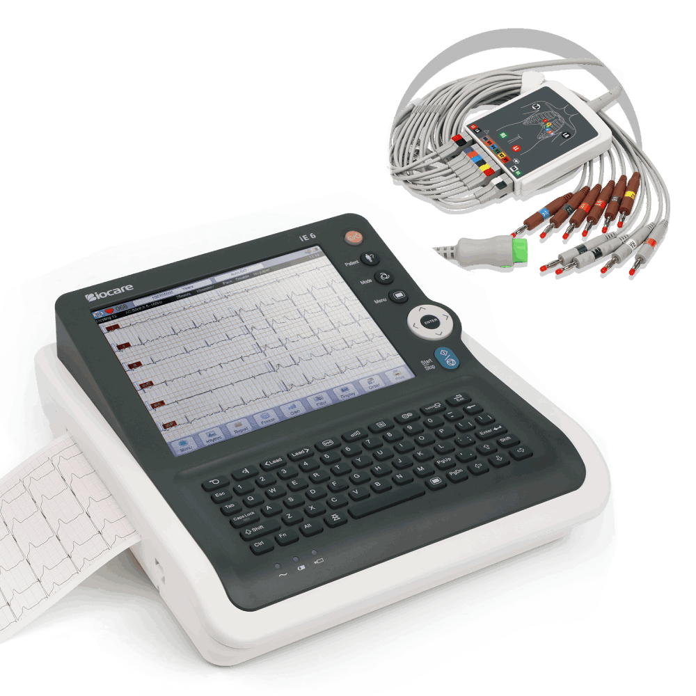 جهاز تخطيط القلب Biocare iE6 ، جهاز تخطيط كهربية القلب بـ 6 قنوات ، جهاز تخطيط القلب بـ 12 رأسًا
