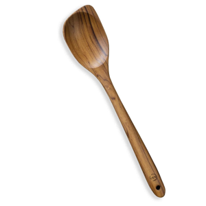 FAAY Teak Wooden Utensils, Healthy Spoon and Spatula Handcraft from High Moist-Resistance Teakwood for Non Stick Cookware (Corner Spoon - Right Hand)