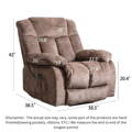 Please note that the size of the reclining chair may vary slightly due to the hand finishing of certain parts of the product, such as sewing pockets, ribbons, and other decorative features. While we make every effort to ensure the accuracy of our measurements, it is important to understand that the actual size of the chair may differ slightly from the dimensions provided.