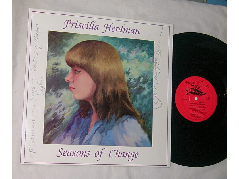 PRISCILLA HERDMAN -  - SEASONS OF CHANGE - RARE 1983 AUTOGRAPHED FOLK LP - FLYING FISH