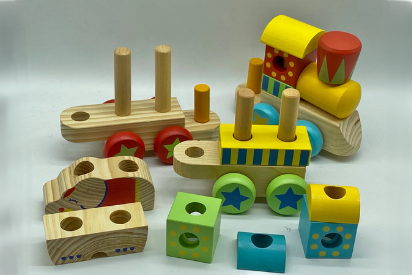 Wooden Block Puzzle Shapes Circus Elephant Stacking Train-12 shaped blocks - Image 7
