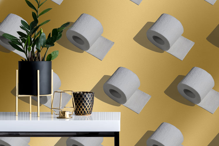 gold funky toilet paper wallpaper hero image